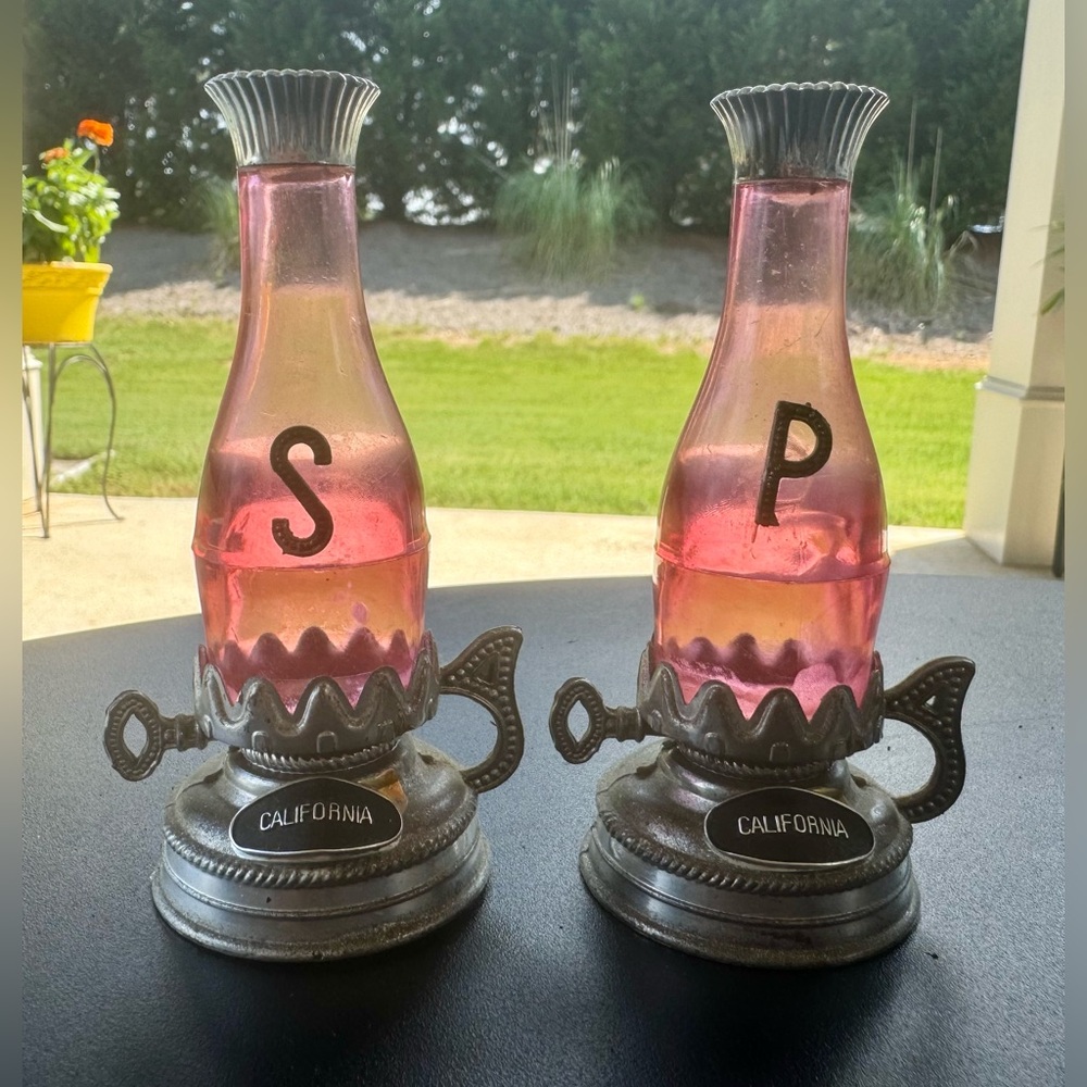 Vintage California Salt & Pepper Shakers Plastic Oil Lamp Lantern Base